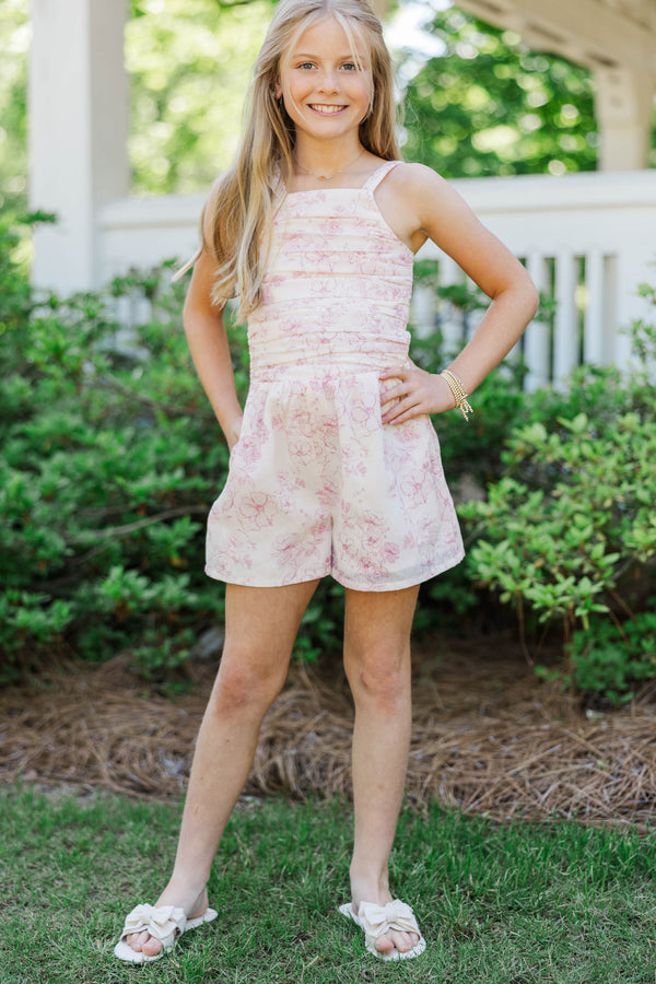 Girls: All About Charm Pink Toile Romper