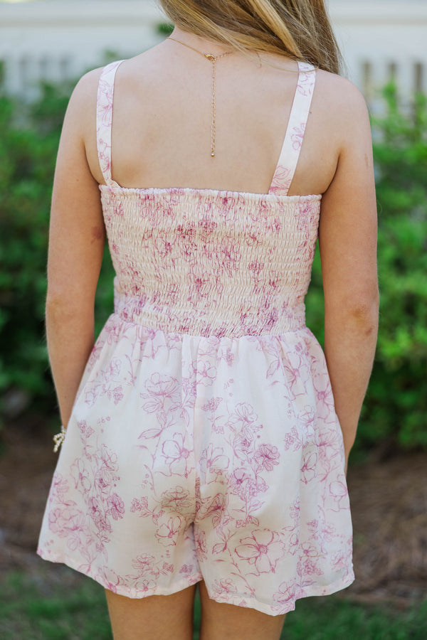 Girls: All About Charm Pink Toile Romper