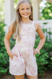 Girls: All About Charm Pink Toile Romper