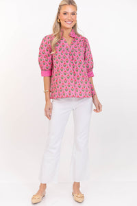 Favorite Fit Pink Medallion Blouse