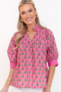 Favorite Fit Pink Medallion Blouse