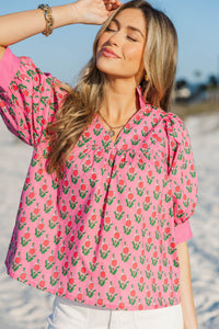 Favorite Fit Pink Medallion Blouse
