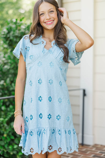 light blue eyelet dress Girls: Boldly Beautiful Dress, (12/14) - The Mint Julep Boutique Color:Newport Navy 60s costume JHWJH25 Pink And Black A beautifully scalloped tiered