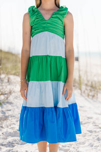 Girls: Command The Room Green Colorblock Midi Dress