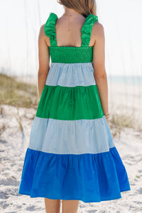 Girls: Command The Room Green Colorblock Midi Dress