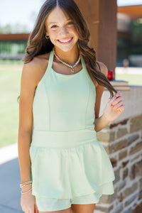 Girls: Ready, Set, Go Mint Romper