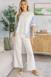 NURSING COLLECTION: Porch Swing Darling Blue Striped Floral Top