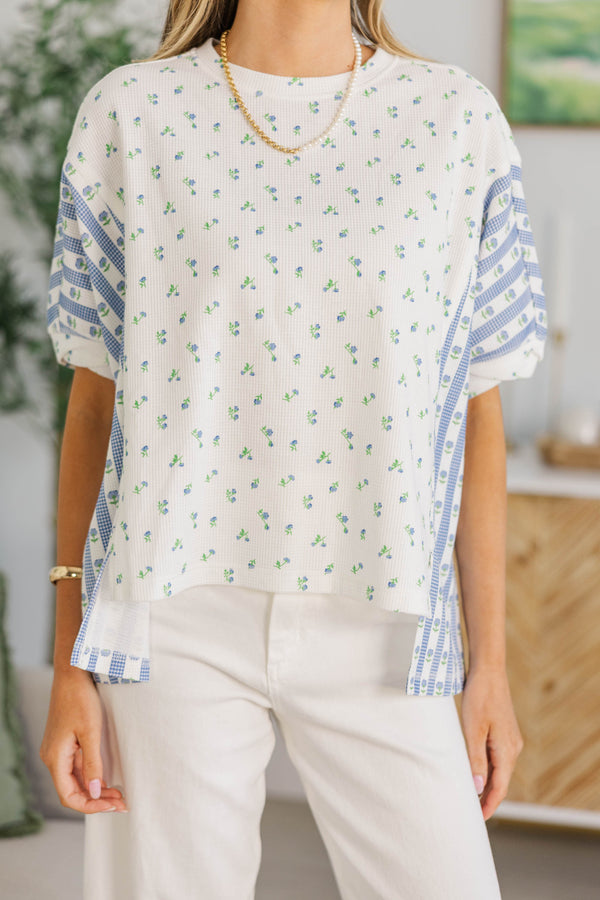 NURSING COLLECTION: Porch Swing Darling Blue Striped Floral Top