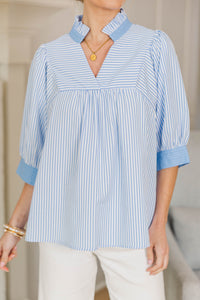 NURSING COLLECTION: Favorite Fit Light Blue Striped Blouse