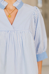 NURSING COLLECTION: Favorite Fit Light Blue Striped Blouse