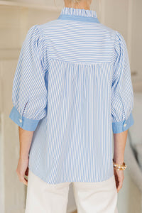 NURSING COLLECTION: Favorite Fit Light Blue Striped Blouse