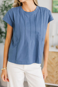 NURSING COLLECTION: Sweet Daydream Navy Pleated Tee