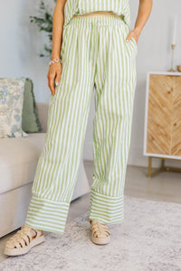 NURSING COLLECTION: Ready When You Are Green Striped Bow Back Set