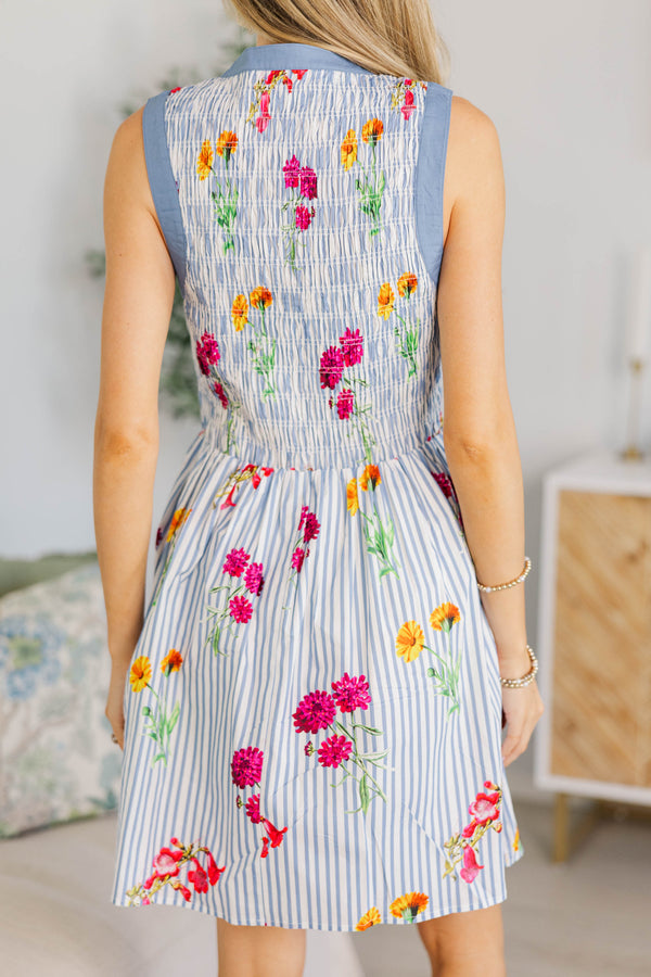 NURSING COLLECTION: The Birdie Bliss Blue Striped Smocked Dress