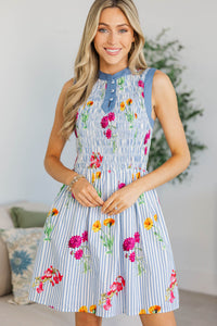 NURSING COLLECTION: The Birdie Bliss Blue Striped Smocked Dress
