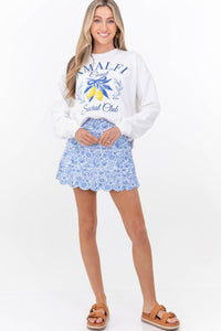 Easy Love Blue Toile Athletic Skort