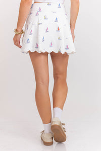 Easy Love Cream Sailboat Athletic Skort