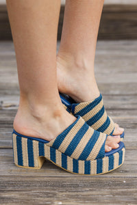 Matisse: All The Sweet Surprises Navy Striped Heels