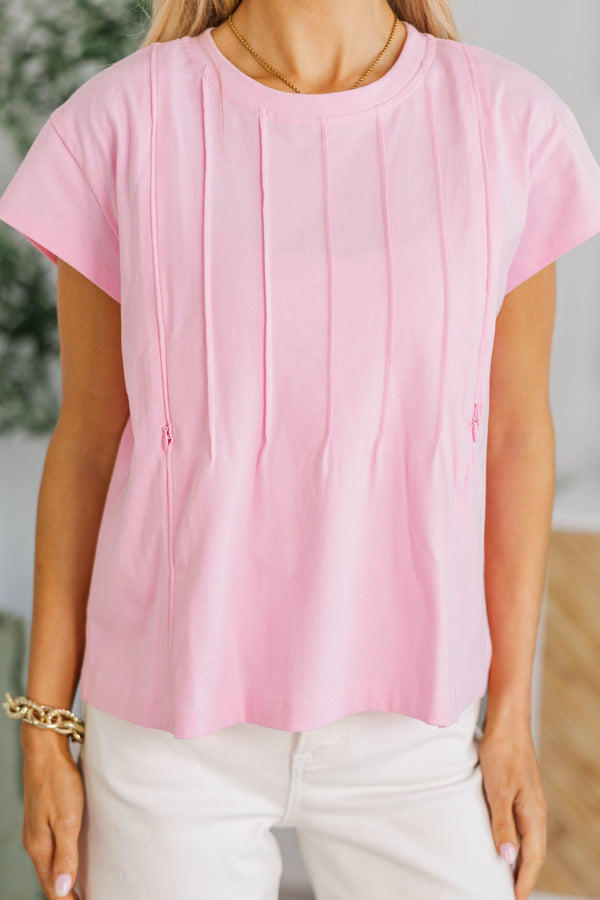 NURSING COLLECTION: Sweet Daydream Pink Pleated Tee