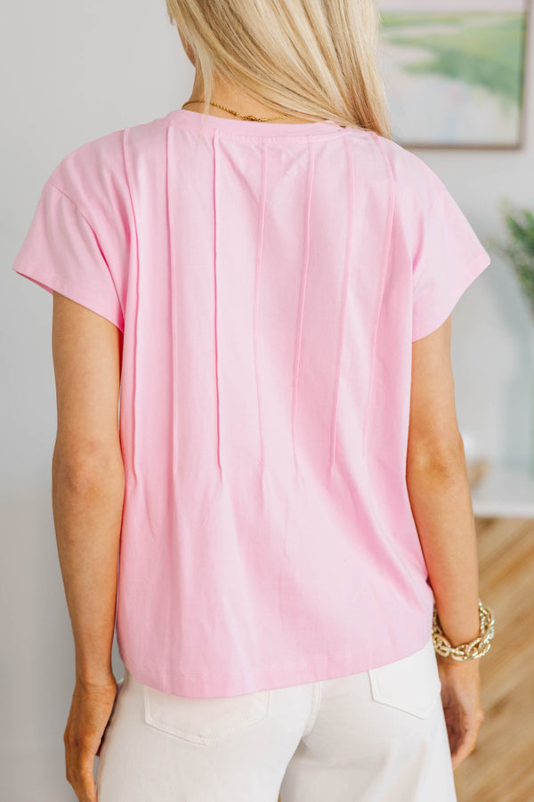 NURSING COLLECTION: Sweet Daydream Pink Pleated Tee