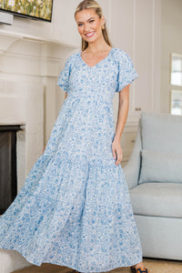 NURSING COLLECTION: Falling In Love Light Blue Toile Maxi Dress