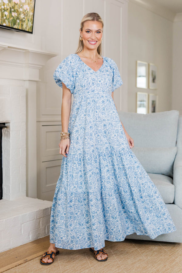 NURSING COLLECTION: Falling In Love Light Blue Toile Maxi Dress Shop the Mint NURSING COLLECTION: Falling In Love Light Blue Toile Maxi Dress Shop the Mint
