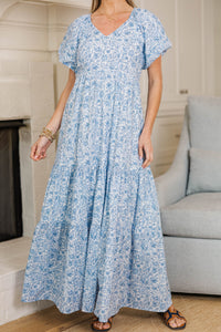 NURSING COLLECTION: Falling In Love Light Blue Toile Maxi Dress