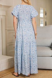 NURSING COLLECTION: Falling In Love Light Blue Toile Maxi Dress