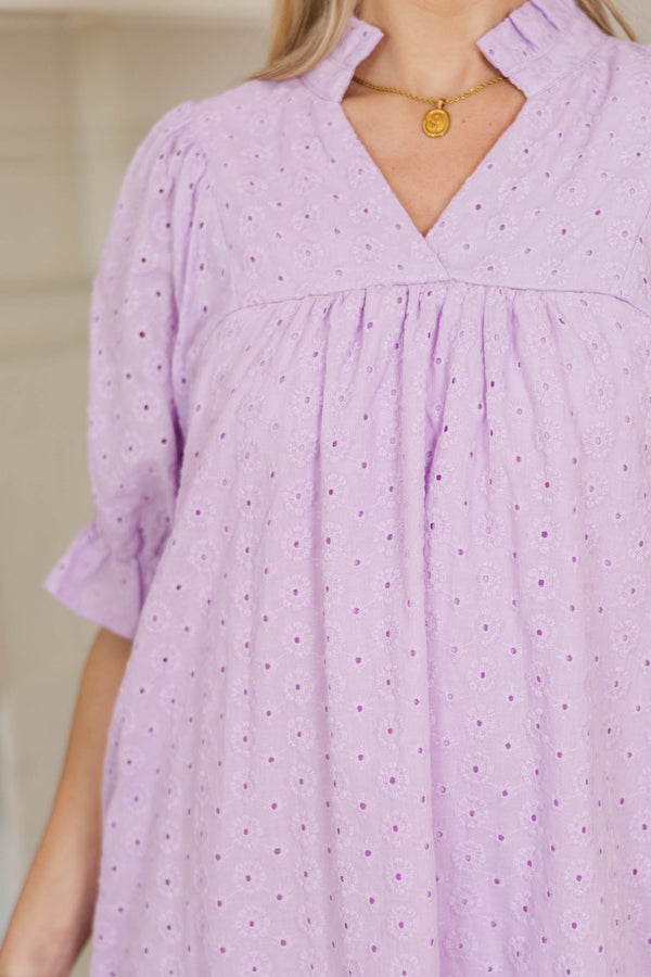 NURSING COLLECTION: Between Then And Now Lavender Eyelet Dress