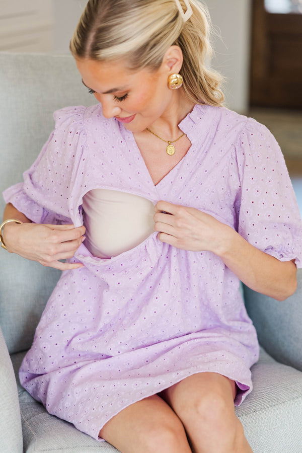 NURSING COLLECTION: Between Then And Now Lavender Eyelet Dress