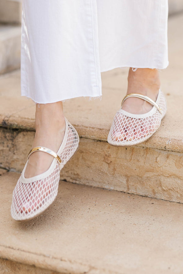 Sweet And Stylish Cream Flats