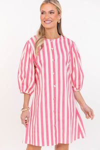 Rosé Afternoon Pink Striped Shift Dress