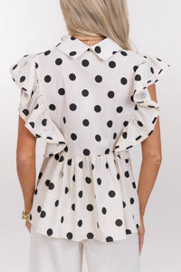 Paris Picnic Cream Polka Dot Babydoll Top