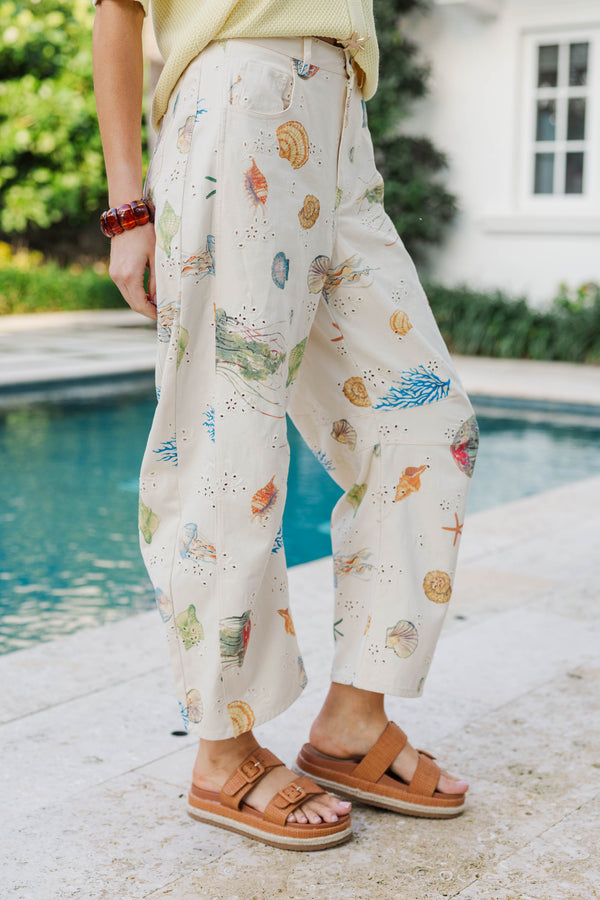 Under The Sea Cream Barrel Pants