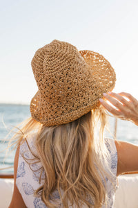 Coastal Ivy Brown Straw Bucket Hat