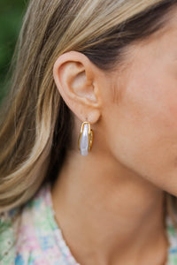 Right Where We Are White Pearl Hoop Earrings