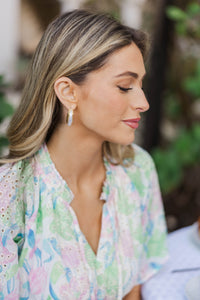 Right Where We Are White Pearl Hoop Earrings