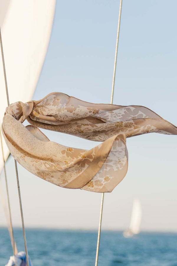 Cool Girl Classic Taupe Ditsy Floral Scarf