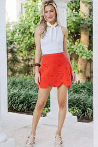 Ready For Anything Red Crochet Mini Skirt