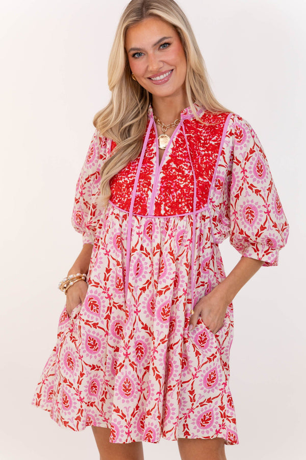 Easygoing Charm Pink Floral Dress
