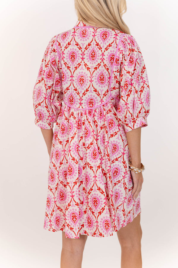 Easygoing Charm Pink Floral Dress
