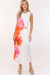 Sweet Harbor Cream Large Floral Midi Dress