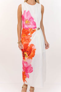 Sweet Harbor Cream Large Floral Midi Dress