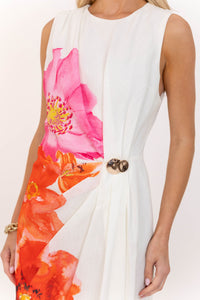 Sweet Harbor Cream Large Floral Midi Dress