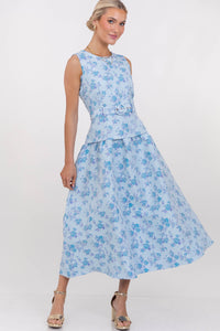 Breezy Beginnings Blue Floral Midi Dress