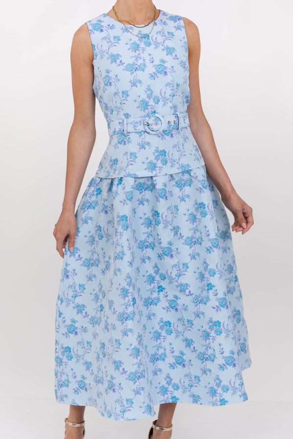 Breezy Beginnings Blue Floral Midi Dress
