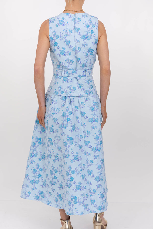 Breezy Beginnings Blue Floral Midi Dress