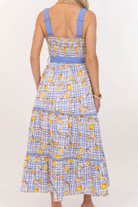 Over The Horizon Blue Printed Midi Dress