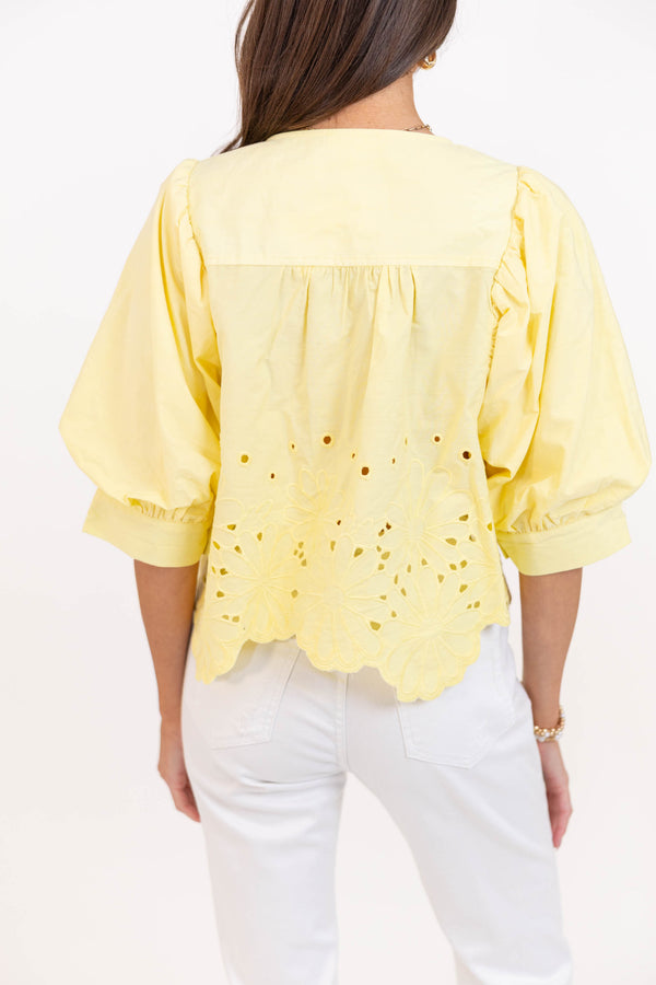Honey Lane Yellow Eyelet Blouse
