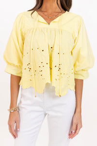 Honey Lane Yellow Eyelet Blouse